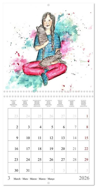 Produktbild: My faithful companions - Watercolours of a love for cats (Wall Calendar 2026 12 &times; 12 Inch) CALVENDO 12 Month Wall Calendar