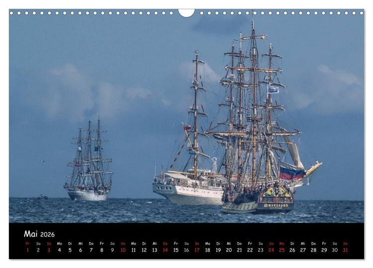 Produktbild: Windjammer vor Warnem&uuml;nde (Wandkalender 2026 DIN A3 quer), CALVENDO Monatskalender