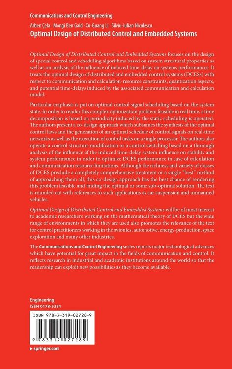 Produktbild: Optimal Design of Distributed Control and Embedded Systems