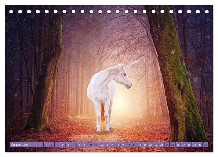 Produktbild: Einhorn Welt - vertr&auml;umte Einhornbilder (Tischkalender 2026 DIN A5 quer), CALVENDO Monatskalender