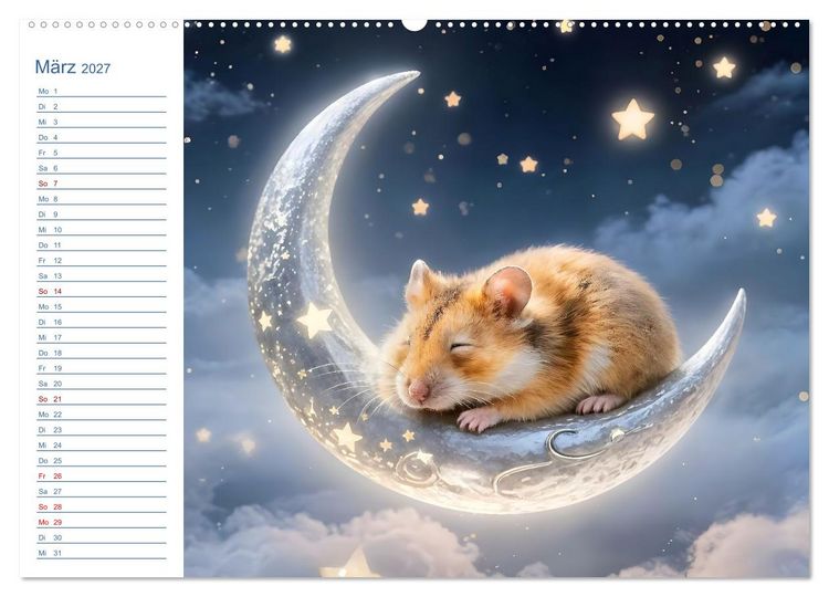 Produktbild: Mondpf&ouml;tchen - Ein zauberhafter Hamster Gute-Nacht-Kalender (hochwertiger Premium Wandkalender 2027 DIN A2 quer), Kunstdruck in Hochglanz