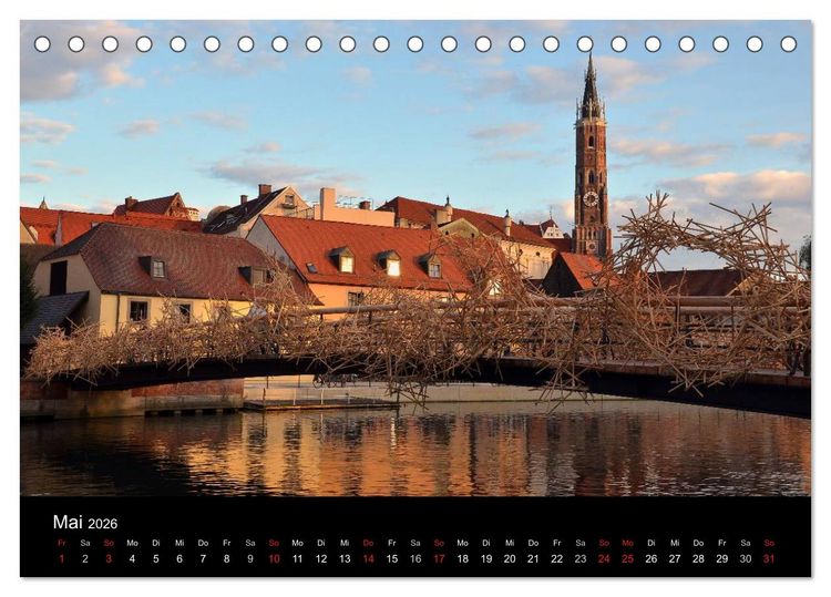 Produktbild: Landshut bei Tag und Nacht (Tischkalender 2026 DIN A5 quer), CALVENDO Monatskalender