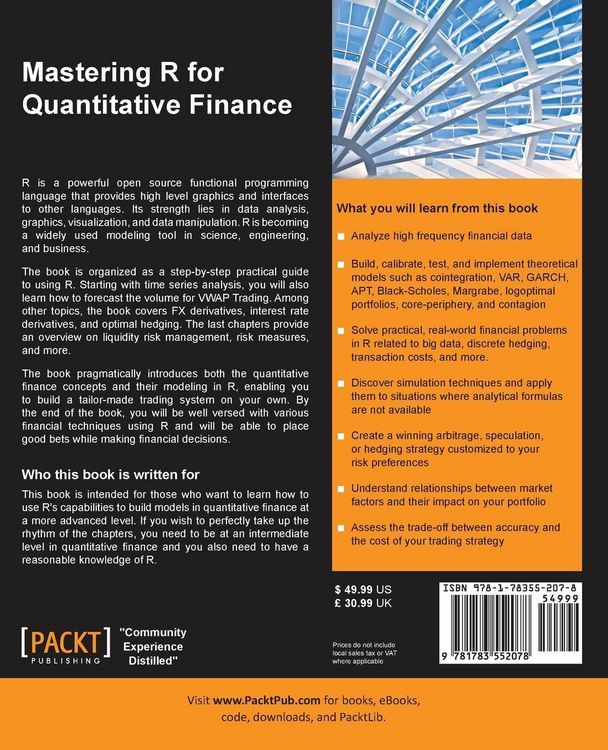 Produktbild: Mastering R for Quantitative Finance