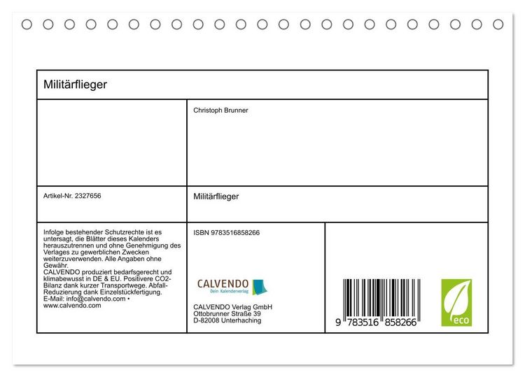 Produktbild: Milit&auml;rflieger (Tischkalender 2027 DIN A5 quer), CALVENDO Monatskalender