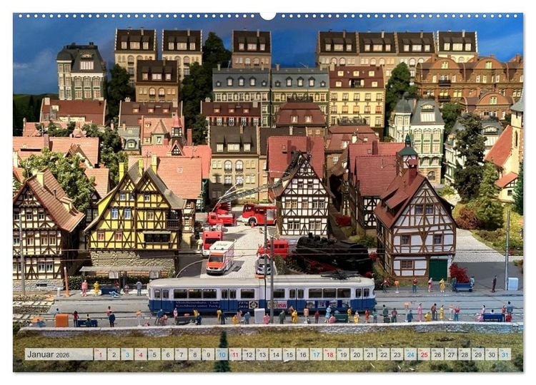 Produktbild: Retrobahnen en miniature (Wandkalender 2026 DIN A2 quer), CALVENDO Monatskalender