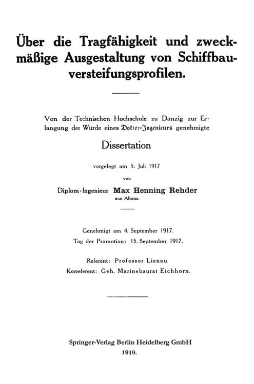 Produktbild: &Uuml;ber die Tragf&auml;higkeit und zweckm&auml;&szlig;ige Ausgestaltung von Schiffbauversteifungsprofilen