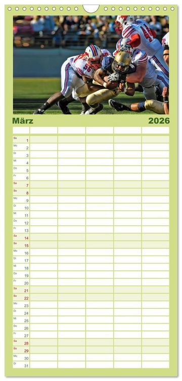 Produktbild: Familienplaner 2026 - American Football - athletisch und riskant mit 5 Spalten (Wandkalender, 21 x 45 cm) CALVENDO