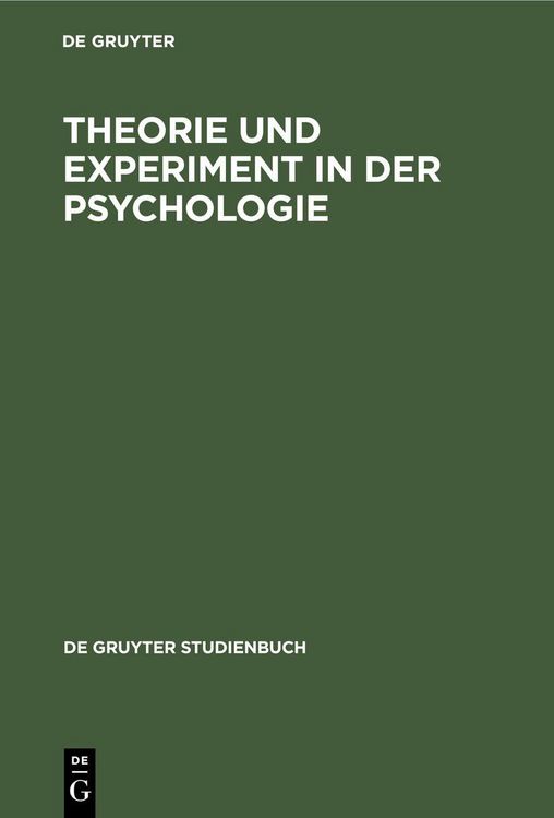 Produktbild: Theorie und Experiment in der Psychologie