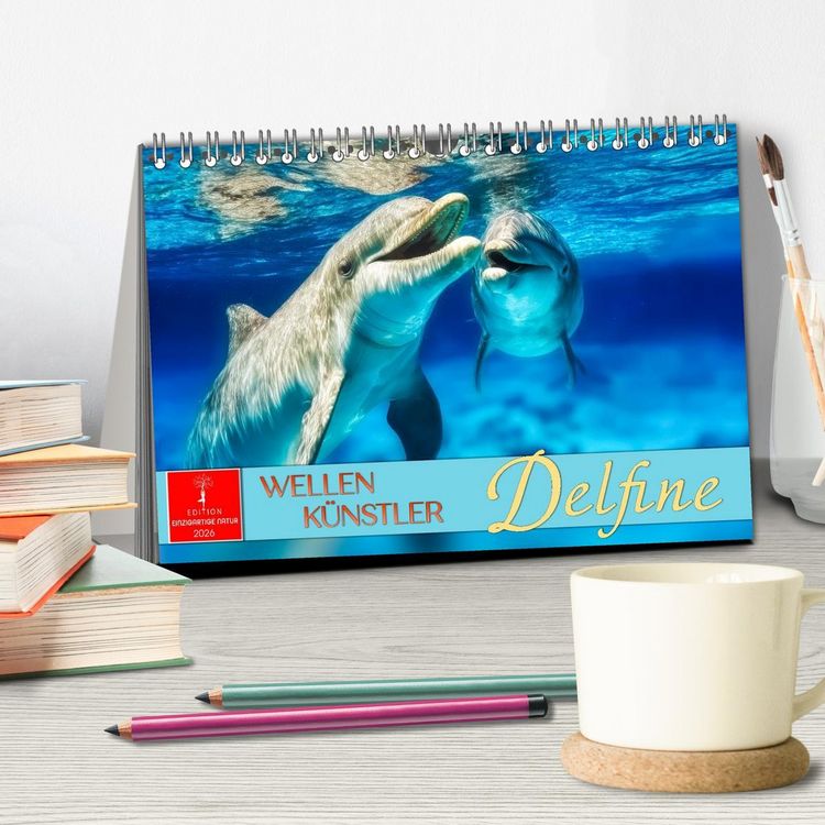 Produktbild: Delfine - Wellen K&uuml;nstler (Tischkalender 2026 DIN A5 quer), CALVENDO Monatskalender