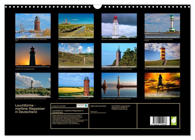 Produktbild: Leuchtt&uuml;rme - maritime Wegweiser in Deutschland (Wandkalender 2026 DIN A3 quer), CALVENDO Monatskalender