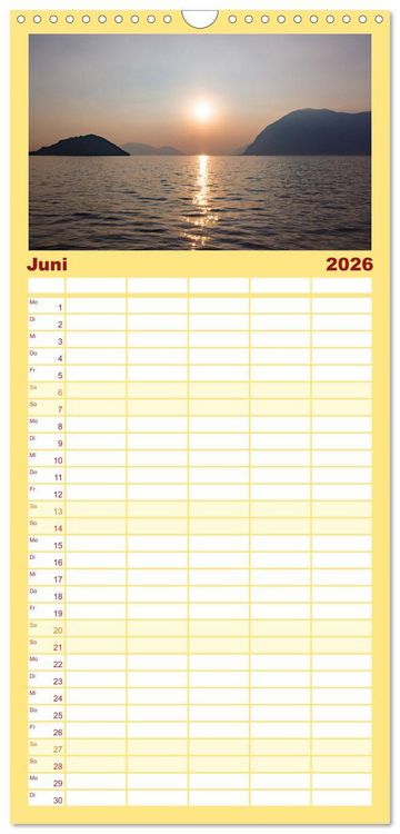 Produktbild: Familienplaner 2026 - Romantischer Lago d'Iseo mit 5 Spalten (Wandkalender, 21 x 45 cm) CALVENDO