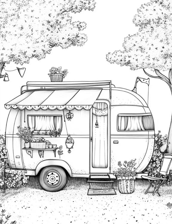 Produktbild: Campingtr&auml;ume - Ein Malbuch f&uuml;r achtsame Urlaubsmomente in der Natur