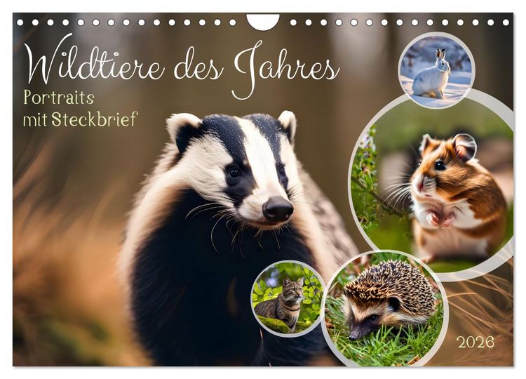Produktbild: Wildtiere des Jahres (Wandkalender 2026 DIN A4 quer), CALVENDO Monatskalender