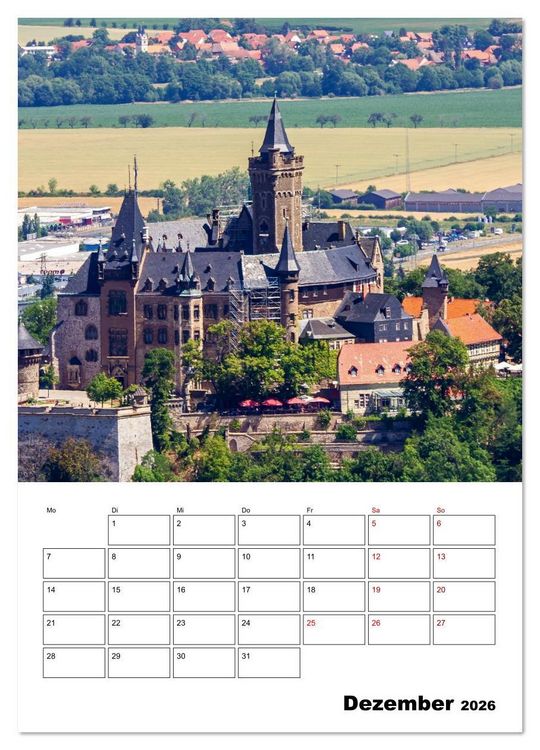 Produktbild: Schloss Wernigerode - Terminplaner (Wandkalender 2026 DIN A4 hoch), CALVENDO Monatskalender