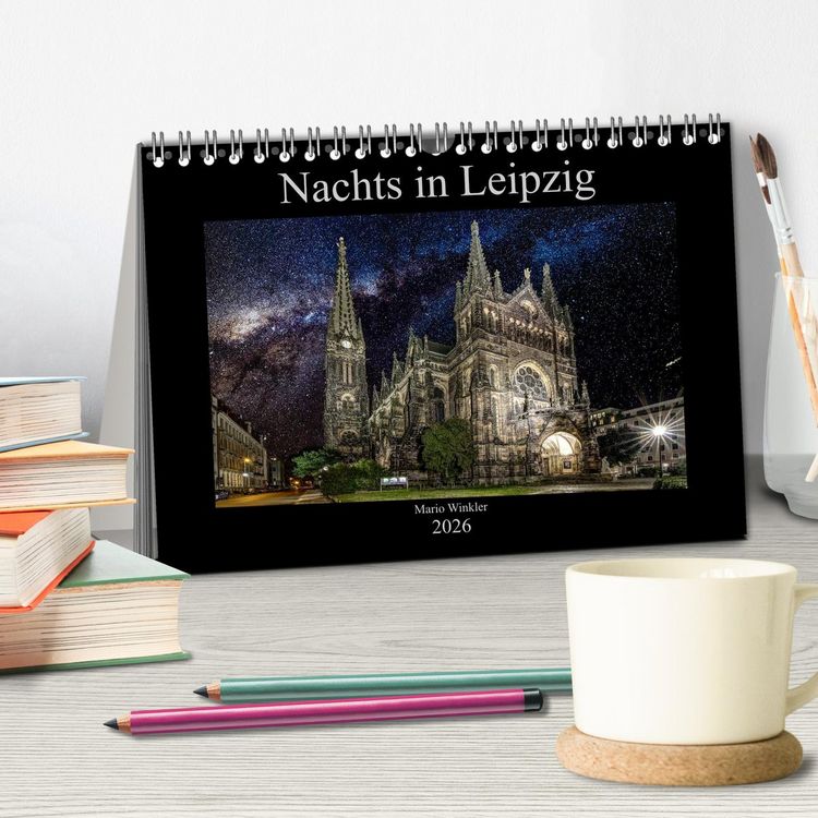 Produktbild: Nachts in Leipzig (Tischkalender 2026 DIN A5 quer), CALVENDO Monatskalender