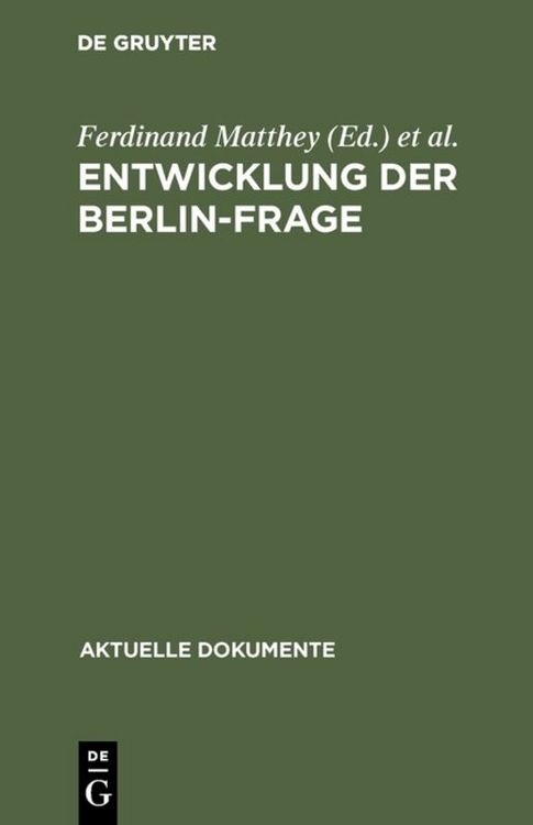 Produktbild: Entwicklung der Berlin-Frage