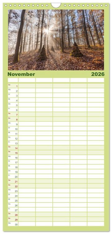 Produktbild: Familienplaner 2026 - Naturparadies Pf&auml;lzerwald mit 5 Spalten (Wandkalender, 21 x 45 cm) CALVENDO