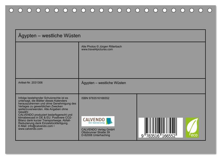 Produktbild: &Auml;gypten &ndash; westliche W&uuml;sten (Tischkalender 2026 DIN A5 quer), CALVENDO Monatskalender