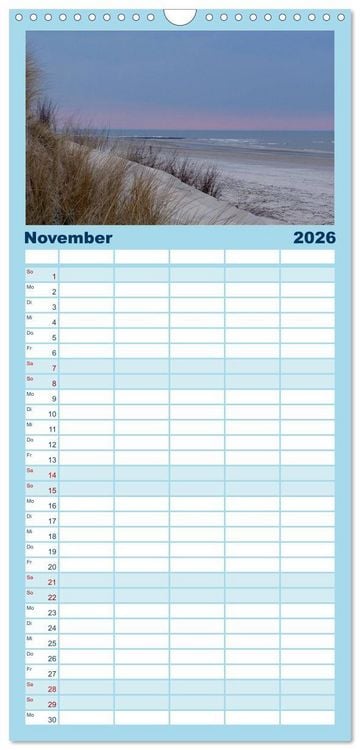 Produktbild: Familienplaner 2026 - Strandwanderungen auf Texel mit 5 Spalten (Wandkalender, 21 x 45 cm) CALVENDO