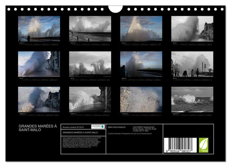 Produktbild: GRANDES MAR&Eacute;ES &Agrave; SAINT-MALO (Calendrier mural 2026 DIN A4 vertical), CALVENDO calendrier mensuel