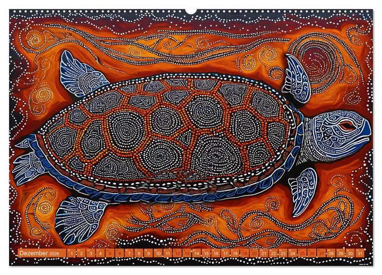 Produktbild: Traumzeit - KI-generierte Aborigine-Kunst aus dem Herzen Australiens (hochwertiger Premium Wandkalender 2026 DIN A2 quer), Kunstdruck in Hochglanz