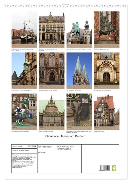 Produktbild: Sch&ouml;ne alte Hansestadt Bremen (Wandkalender 2027 DIN A2 hoch), CALVENDO Monatskalender
