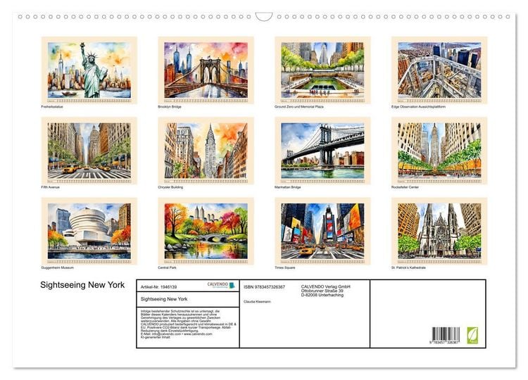 Produktbild: Sightseeing New York (Wandkalender 2026 DIN A2 quer), CALVENDO Monatskalender