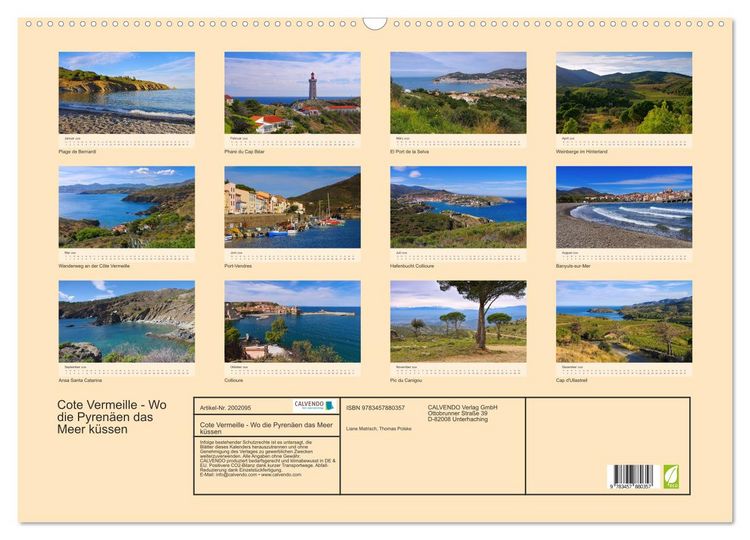 Produktbild: Cote Vermeille - Wo die Pyren&auml;en das Meer k&uuml;ssen (Wandkalender 2026 DIN A2 quer), CALVENDO Monatskalender
