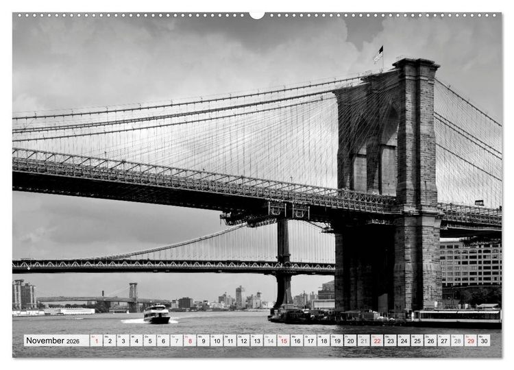 Produktbild: BROOKLYN BRIDGE Das Wahrzeichen von New York City (hochwertiger Premium Wandkalender 2026 DIN A2 quer), Kunstdruck in Hochglanz