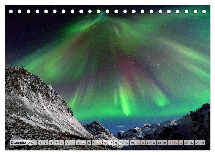 Produktbild: Aurora Borealis: Polarlichter in Norwegen (Tischkalender 2026 DIN A5 quer), CALVENDO Monatskalender