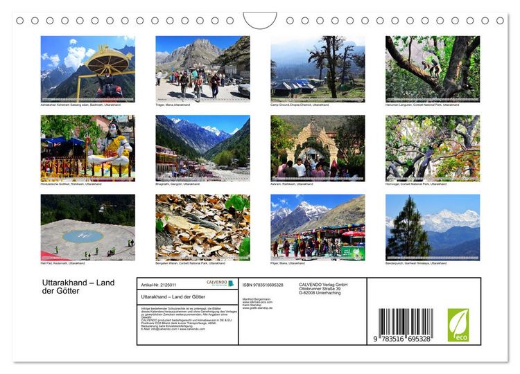 Produktbild: Uttarakhand &ndash; Land der G&ouml;tter (Wandkalender 2026 DIN A4 quer), CALVENDO Monatskalender