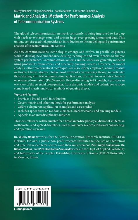 Produktbild: Matrix and Analytical Methods for Performance Analysis of Telecommunication Systems