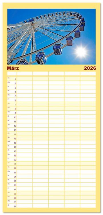 Produktbild: Familienplaner 2026 - Miami und Miami Beach mit 5 Spalten (Wandkalender, 21 x 45 cm) CALVENDO