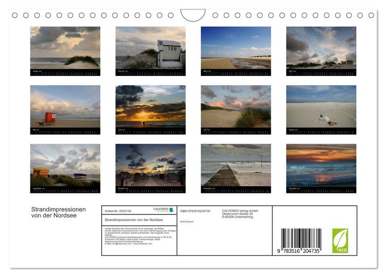 Produktbild: Strandimpressionen von der Nordsee (Wandkalender 2026 DIN A4 quer), CALVENDO Monatskalender