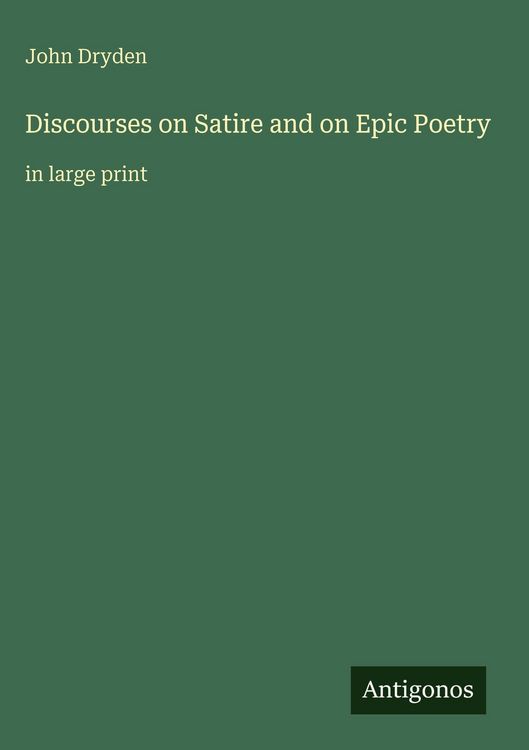 Produktbild: Discourses on Satire and on Epic Poetry