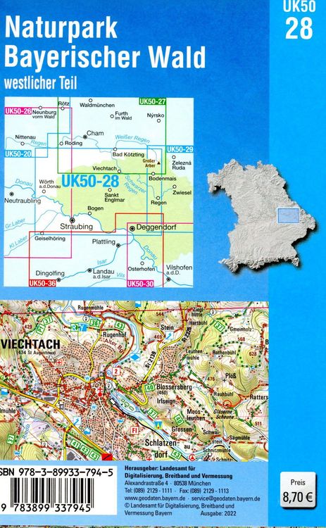Produktbild: UK50-28 Naturpark Bayerischer Wald - westlicher Teil 1:50 000 (UK50-28)