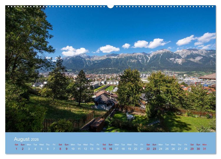 Produktbild: Innsbruck - Austria&lsquo;s capital of the alps (High Quality Premium Wall Calendar 2026 DIN A2 landscape),CALVENDO 12 Month Wall Calendar