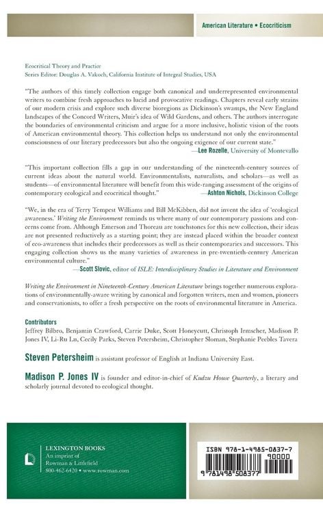 Produktbild: Writing the Environment in Nineteenth-Century American Literature