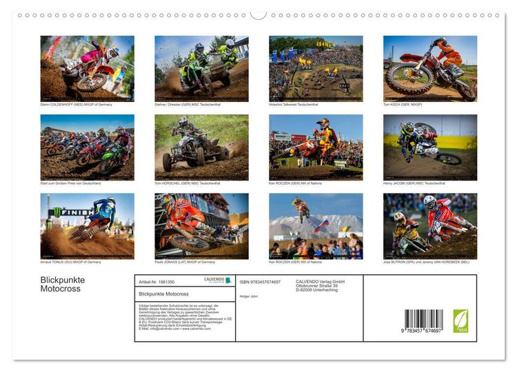 Produktbild: Blickpunkte Motocross (hochwertiger Premium Wandkalender 2026 DIN A2 quer), Kunstdruck in Hochglanz