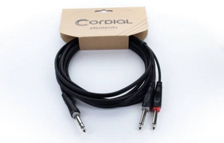Produktbild: Cordial 14877 Klinke Audio Y-Adapter [1x Klinkenstecker 6.3mm (stereo) - 2x Klinkenstecker 6.3mm (mono)] 1.50m Schwarz PVC-Mantel
