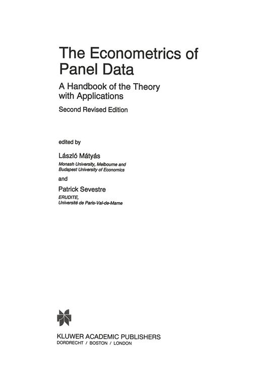 Produktbild: The Econometrics of Panel Data
