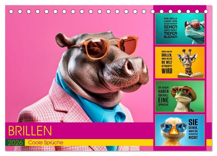 Produktbild: BRILLEN - coole Spr&uuml;che (Tischkalender 2026 DIN A5 quer), CALVENDO Monatskalender