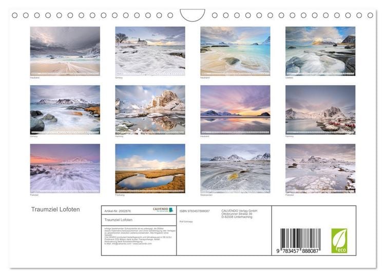 Produktbild: Traumziel Lofoten (Wandkalender 2026 DIN A4 quer), CALVENDO Monatskalender