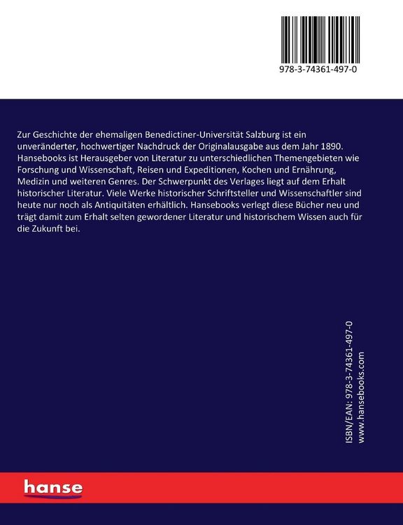 Produktbild: Zur Geschichte der ehemaligen Benedictiner-Universit&auml;t Salzburg