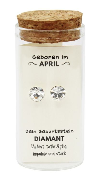 Produktbild: "April" Geburtsstein Ohrstecker im Gl&auml;schen