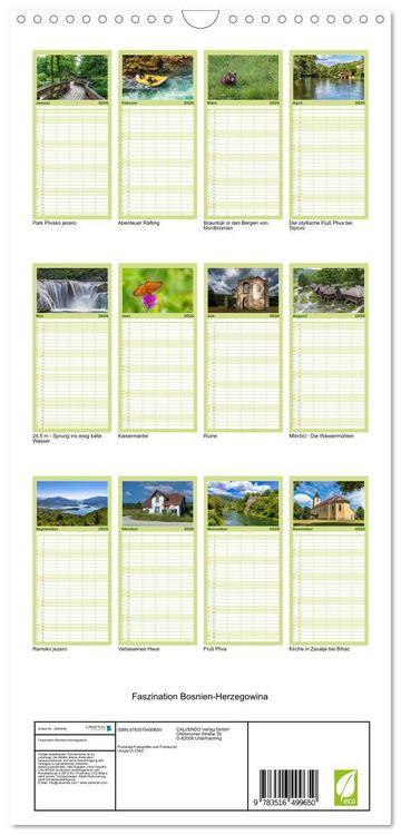 Produktbild: Familienplaner 2026 - Faszination Bosnien-Herzegowina mit 5 Spalten (Wandkalender, 21 x 45 cm) CALVENDO