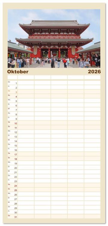 Produktbild: Familienplaner 2026 - Japan - Impressionen aus dem Land der aufgehenden Sonne mit 5 Spalten (Wandkalender, 21 x 45 cm) CALVENDO