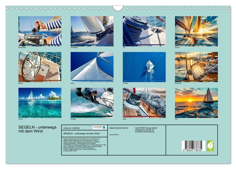 Produktbild: SEGELN - unterwegs mit dem Wind (Wandkalender 2026 DIN A3 quer), CALVENDO Monatskalender