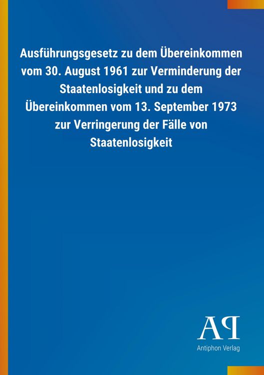 Produktbild: Ausf&uuml;hrungsgesetz zu dem &Uuml;bereinkommen vom 30. August 1961 z