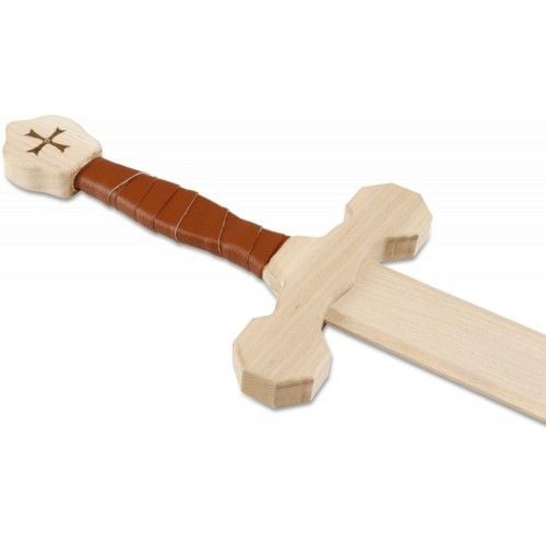 Produktbild: BestSaller 1012 - Templer-Schwert, Birke, 63cm, Holz-Schwert, Griff mit brauner Kunstlederwickelung
